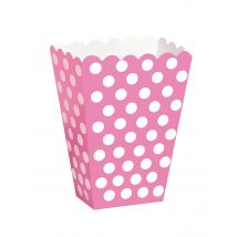 8 Boîtes pop corn rose à pois blanc - Couleur Rose