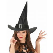 Chapeau sorcière avec boucle pour Adulte Halloween - Couleur Noir