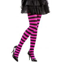 Collants rayés noir et rose pour Adulte