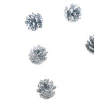 10 Mini pomme de pin pailletées argentées 2 cm - Couleur Argent