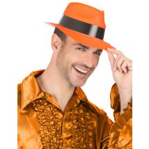 Chapeau gangster orange fluo pour Adulte - Couleur Orange