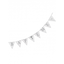 Guirlande fanions Baptême 6 mètres - Couleur Blanc
