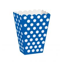 8 Boîtes pop corn bleues à pois blanc - Couleur Bleu foncé