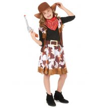Déguisement cowboy de l'ouest pour Fille - Couleur Marron - Taille L 10-12 ans (130-140 cm)