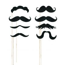 Kit photobooth 8 moustaches - Couleur Noir