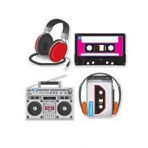 4 Décorations cartonnées années 80's - Couleur Multicolore