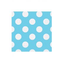 16 Petites serviettes en papier bleues à pois 25 x 25 cm - Couleur Bleu