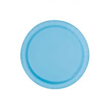 20 Petites assiettes en carton bleues pastel 17 cm - Couleur Bleu