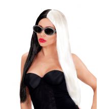 Perruque longue noire et blanche cruelle pour Femme - Couleur Noir
