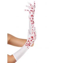 Gants longs blancs ensanglantés pour Femme Halloween - Couleur Blanc