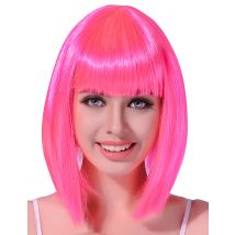 Perruque carré mi-long rose fluo pour Femme - Couleur Rose