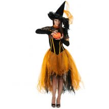 Déguisement sorcière dentellée orange pour Femme Halloween - Taille L