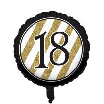 Ballon aluminium 18 ans noir et doré 46 cm - Couleur Multicolore