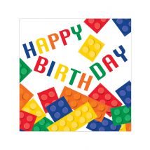 16 Serviettes en papier Jeu de construction Happy Birthday 33 x 33 cm - Couleur Multicolore