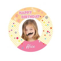 Disque en sucre personnalisable Fiesta Happy Birthday 20 cm - Couleur Multicolore