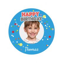 Disque en sucre personnalisable Color Party Bleu 20 cm - Couleur Bleu