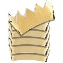 6 Mini couronnes dorées en carton - Couleur Or