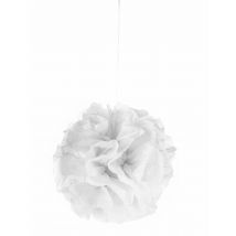 Pompon à suspendre en papier blanc 25 cm - Couleur Blanc