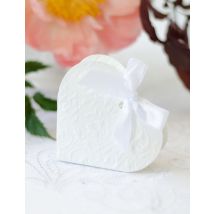 10 Boites à dragées en carton cœur blanc 10 x 9 x 3 cm - Couleur Blanc