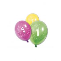 8 Ballons en latex anniversaire 1 an 30 cm - Couleur Multicolore