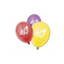 8 Ballons en latex anniversaire 40 ans 30 cm - Couleur Multicolore