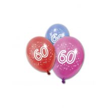 8 Ballons en latex anniversaire 60 ans 30 cm - Couleur Multicolore