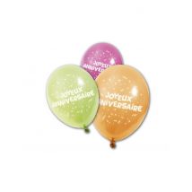 8 Ballons en latex Joyeux anniversaire 25 cm - Couleur Multicolore