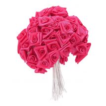 48 Mini roses satin fuchsia 1 x 8 cm - Couleur Rose