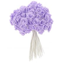 48 Mini roses satin parme 1 x 8 cm - Couleur Violet / parme
