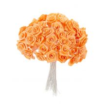 48 Mini roses satin pêche 1 x 8 cm - Couleur Orange