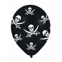 6 Ballons Pirate tête de mort - Couleur Noir