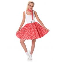 Déguisement années 50 rouge à pois pour Femme - Couleur Rouge - Taille S