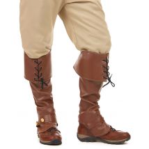 Sur-bottes marron simili cuir lacets et lanière cloutée pour Adulte - Couleur Multicolore