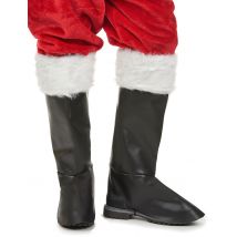 Sur-bottes luxe noires avec fourrure père noël pour Adulte - Couleur Noir