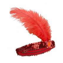 Bandeau Charleston à sequins et plume rouge pour Femme - Couleur Rouge
