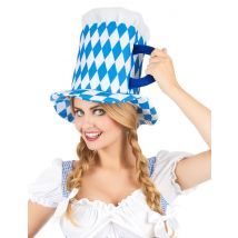 Chapeau pinte de bière en bleu et blanc pour Adulte - Couleur Blanc