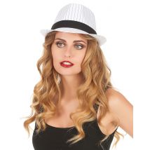 Chapeau borsalino blanc à rayures noires - Couleur Noir