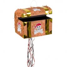 Piñata coffre au trésor de pirate 30 x 32 x 22 cm - Couleur Marron