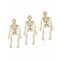 3 Petites décorations squelettes 12 cm - Couleur Ivoire