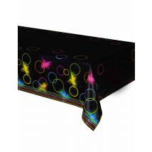 Nappe en plastique Glow Party noire 137 x 259 cm - Couleur Multicolore
