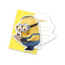 6 Cartes d'invitation avec enveloppes lovely Minions - Couleur Jaune