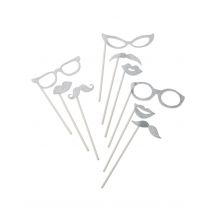 kit photobooth argent pailleté 9 pièces - Couleur Argent