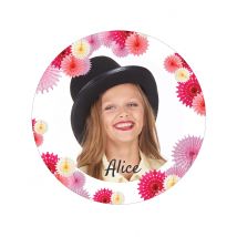 Disque en sucre personnalisable Rosaces roses 20 cm - Couleur Rose