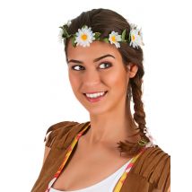 Couronne de fleurs pâquerettes blanches pour Adulte - Couleur Multicolore