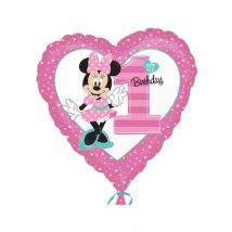 Ballon aluminium 1er Anniversaire Minnie 43 cm - Couleur Rose