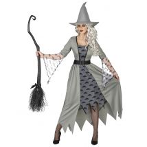 Déguisement Sorcière grise pour Femme - Couleur Gris - Taille M