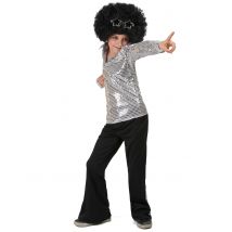 Déguisement Disco Argent sequins pour Garçon - Couleur Argent - Taille 10 - 12 ans (L)
