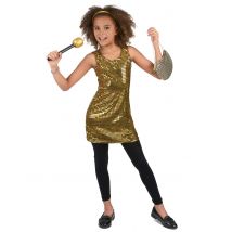 Déguisement disco paillettes or pour Fille - Couleur Or - Taille 7 - 9 ans (M)