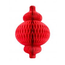 Lanterne alvéolée rouge en papier 30 cm - Couleur Rouge