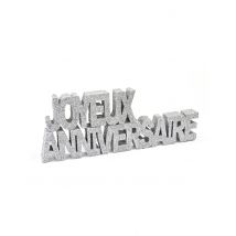 Décoration table Joyeux Anniversaire argent - Couleur Argent